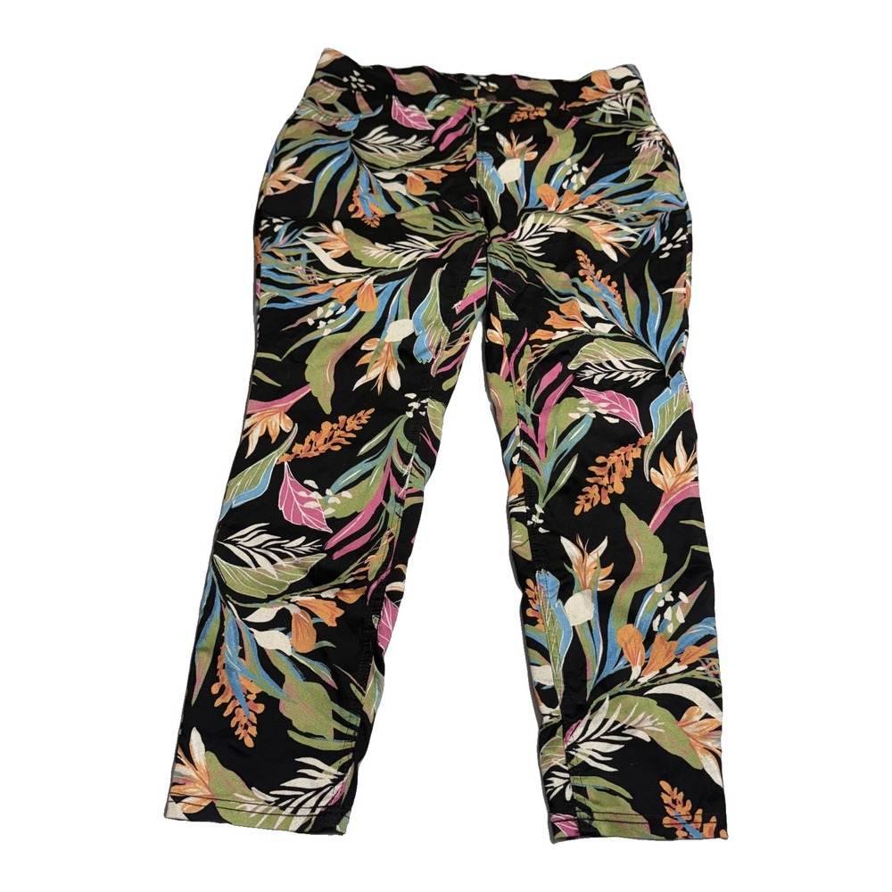 Terra Sky Tropical Floral Pull On Pants Plus 0X 14W